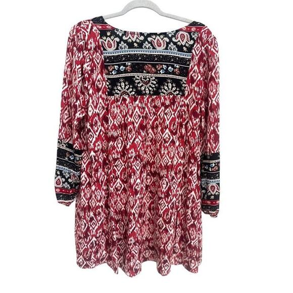 Entro Flowy Shift Mini Dress Size Small Red Geometric Hippie Boho Artsy Retro - Picture 4 of 7